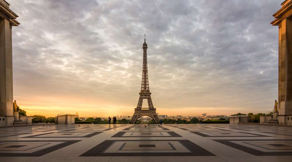 Trocadéro à Paris au couché de soleil