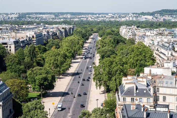 vue sur l'avenue Foch depuis l'Arc de Triomphe