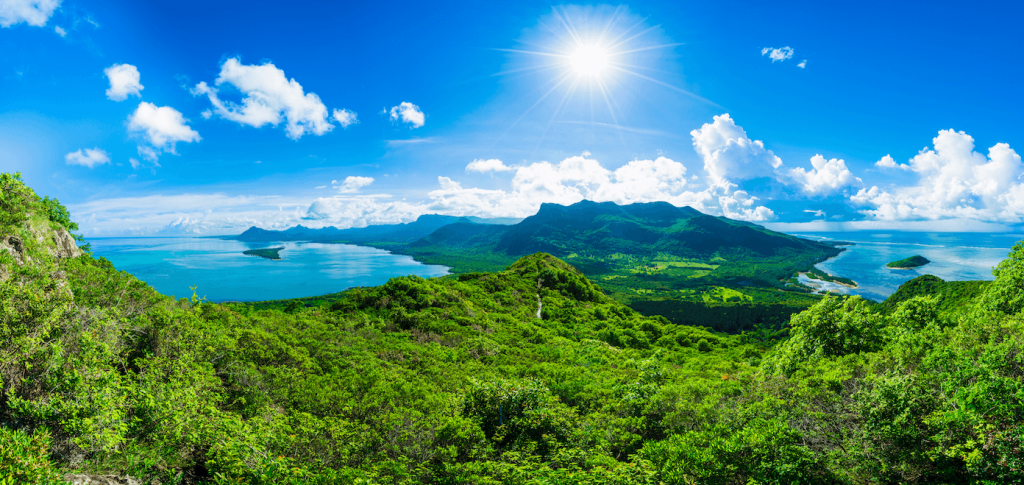panoramic view of le morne brabant in mauritius