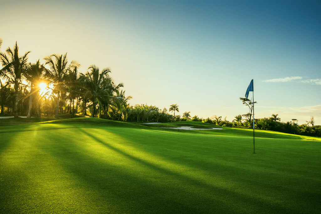 sunset on mauritian golf course