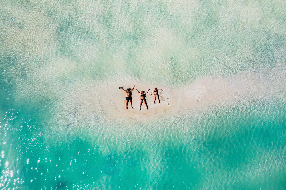 people on the mauritian beach