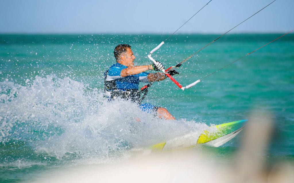 clos view of a kite surfer in mauritius