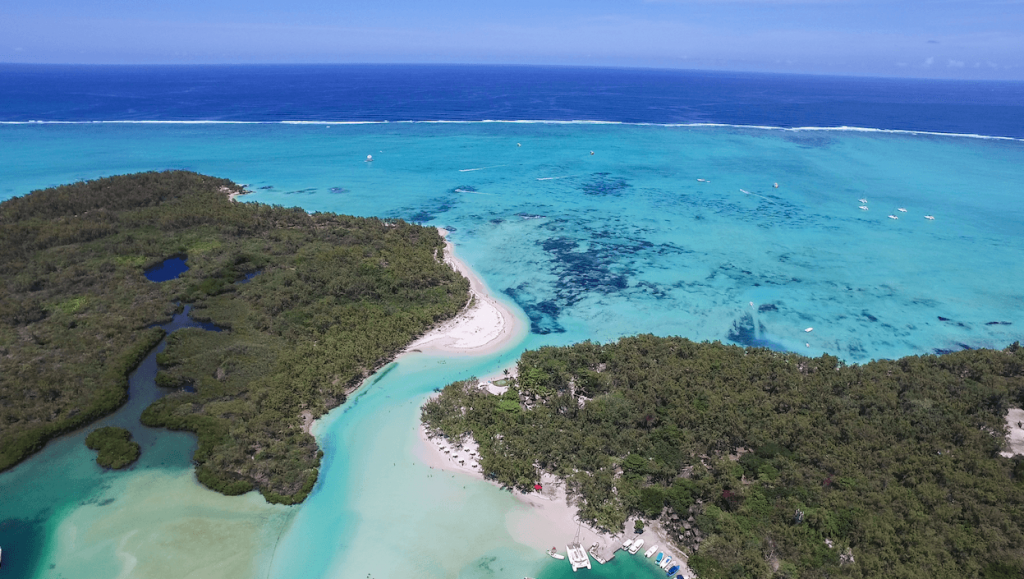 mauritian island view from the sky