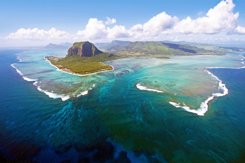 Beautiful view of mauritius from the sky