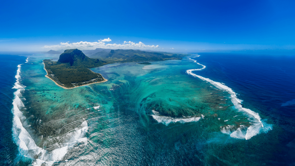 sky view from an helicopter in mauritius