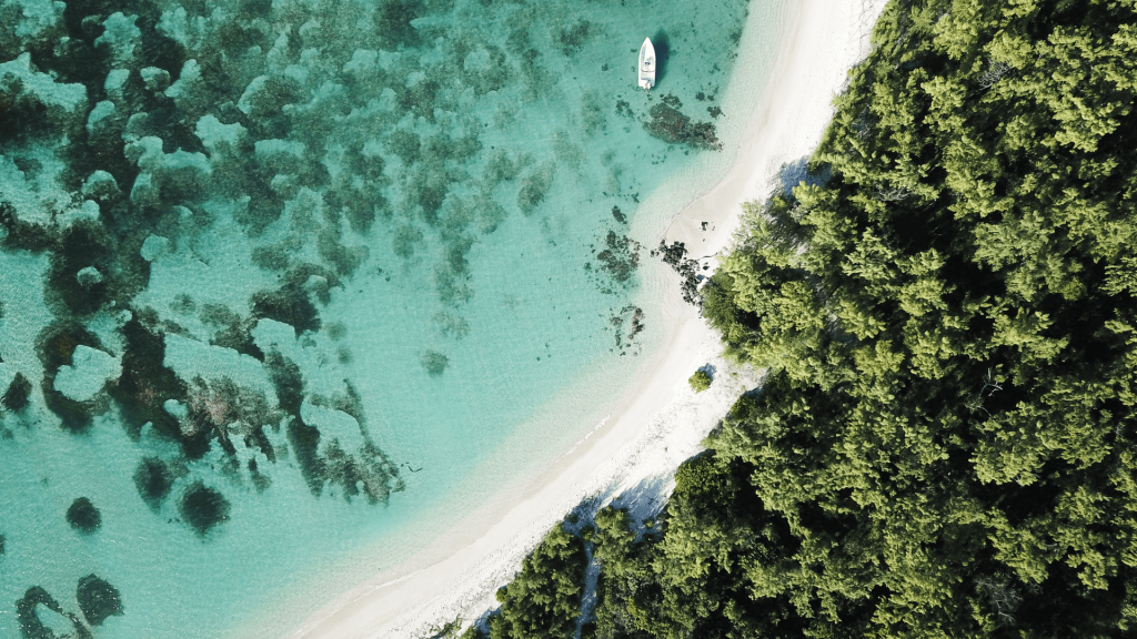 mauritian beach view from the sky