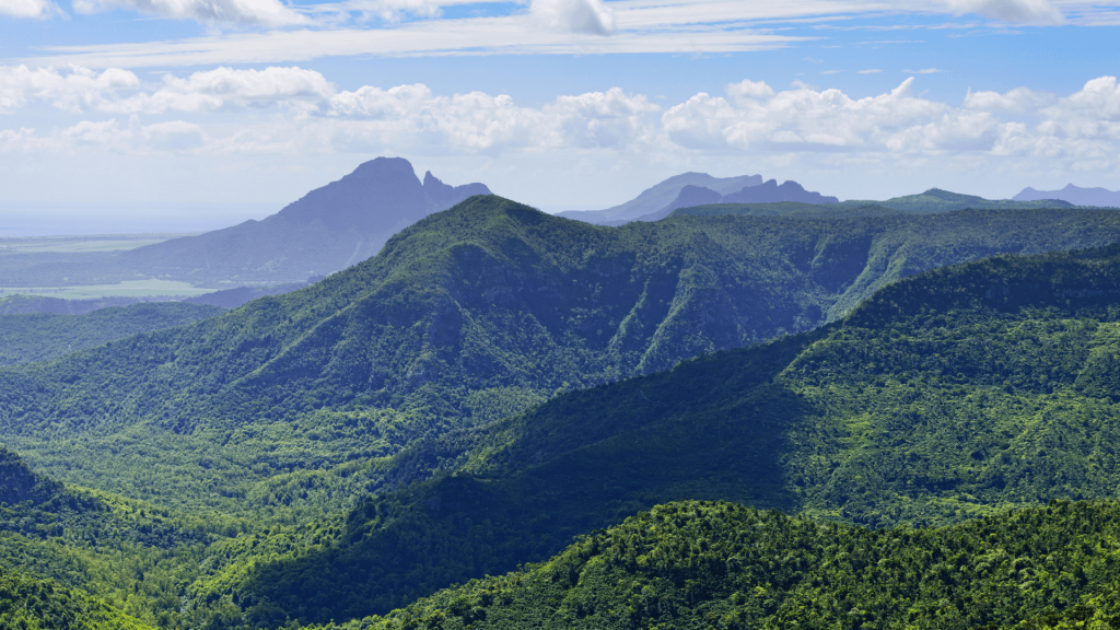 sky view of moutains in mauritius