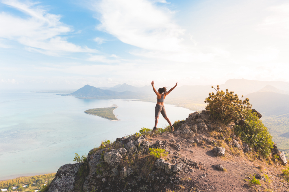 Woman hiking in mauritius