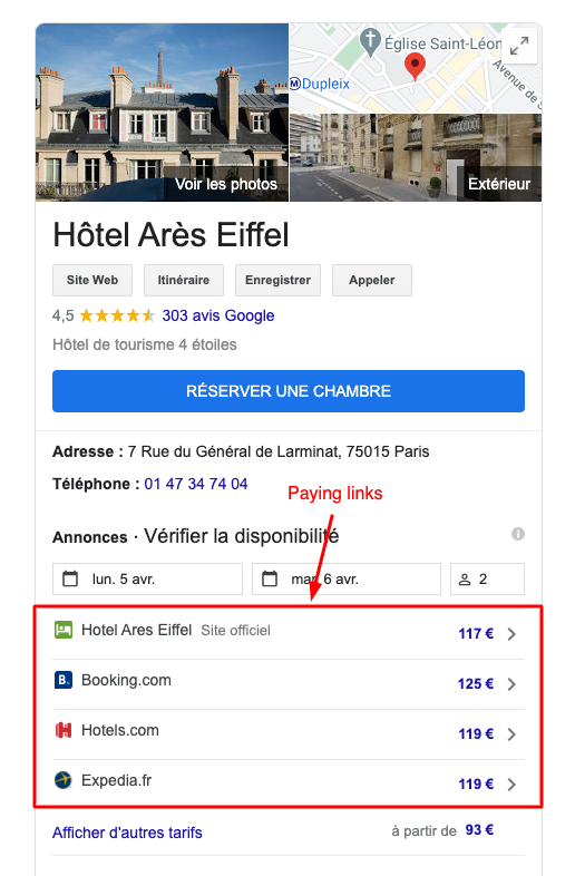 Google Travel options