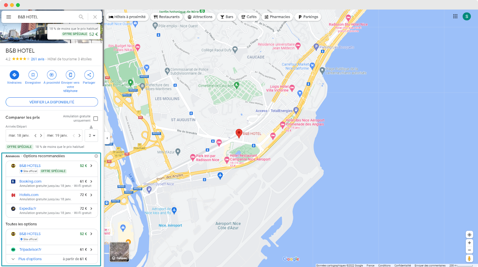 Afficher un hotel sur Google Maps